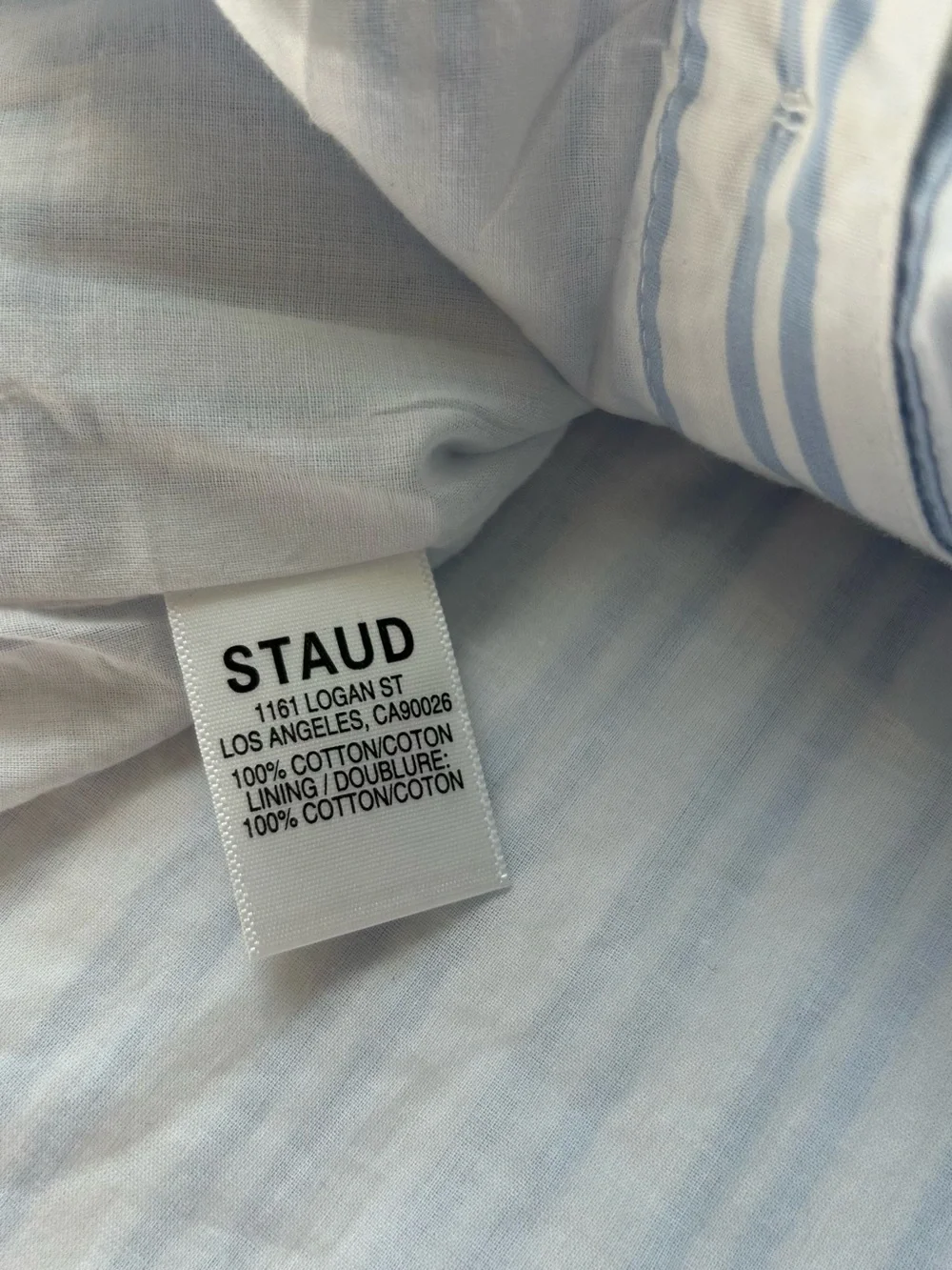 Staud Clea Twisted-Waist Midi Shirtdress Size 6 Blue White Striped Cotton zip - Picture 13 of 16